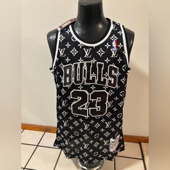 Chicago Bulls Michael Jordan # 23 Jersey Black/White , Unisex - Picture 12 of 12